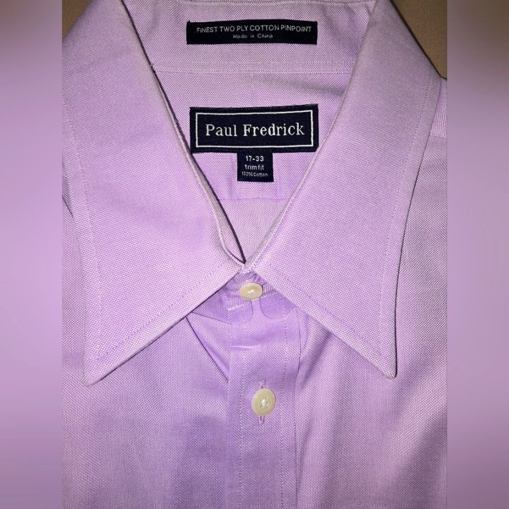 Paul Fredrick Men's 17-33 Long Sleeve Button Down Shirt in Purple